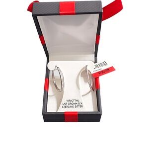 Sterling Silver Lab Grown Diamond Hoop Earrings 1/10 CTTW NWT